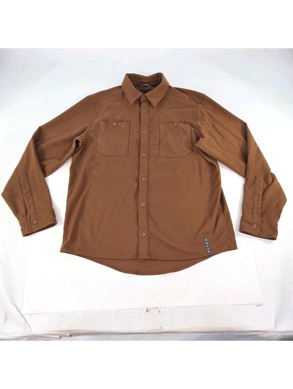 Sitka Gear Riser Work Shirt Size L brown Bison Button Up Long Sleeve Shirts